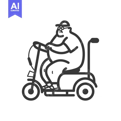 Aset desain premium: Overweight Man Riding a Scooter