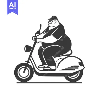 Aset premium populer: Overweight Man Riding a Scooter