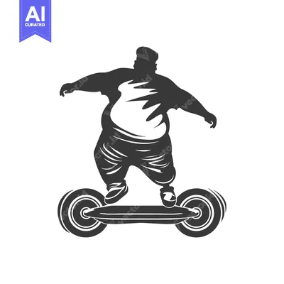 Aset desain premium: Overweight Man Riding a Self-Balancing Electric Scooter