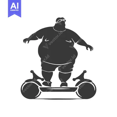 Aset premium populer: Overweight Man Riding a Self-Balancing Scooter