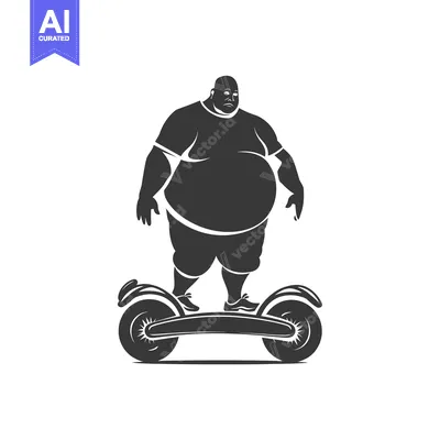Aset premium populer: Overweight Man Riding a Self-Balancing Scooter