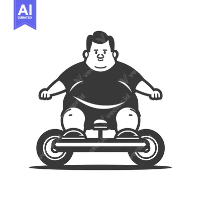 Premium design asset: Overweight Man Riding a Self-Balancing Scooter