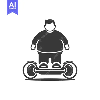Aset desain premium: Overweight Man Riding a Self-Balancing Scooter