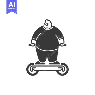 Aset desain premium: Overweight Man Riding a Self-Balancing Scooter