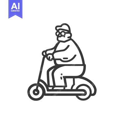 Aset desain premium: Overweight Man Riding Electric Scooter