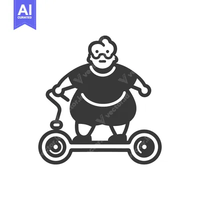 Aset desain premium: Overweight Man Riding Electric Scooter