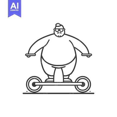 Popular premium asset: Overweight Man Riding Electric Scooter with Sunglasses
