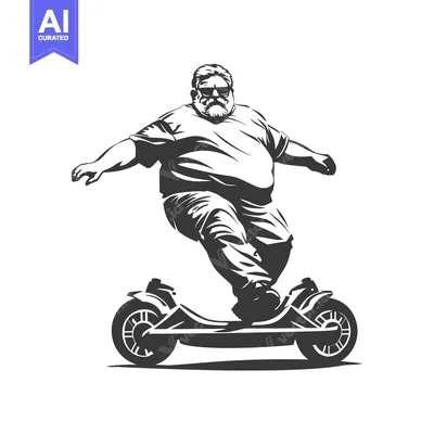 Popular premium asset: Overweight Man Riding Electric Scooter With Sunglasses and Beard