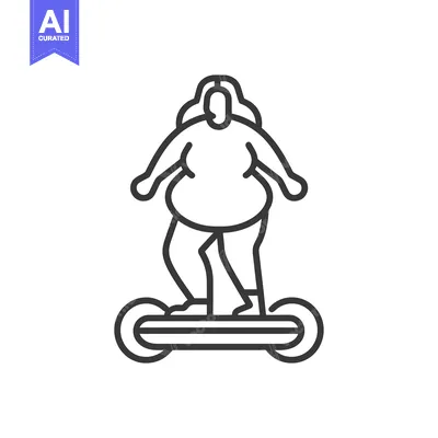 Aset desain premium: Overweight Person Riding a Hoverboard