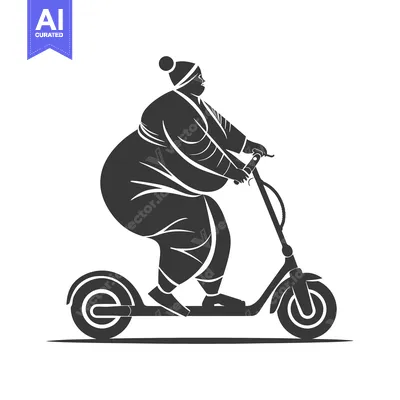 Aset premium populer: Overweight Person Riding an Electric Scooter