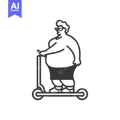 Aset desain premium: Overweight Person Riding an Electric Scooter