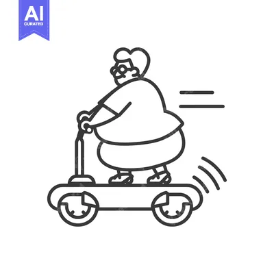 Aset premium populer: Overweight Person Riding an Electric Scooter