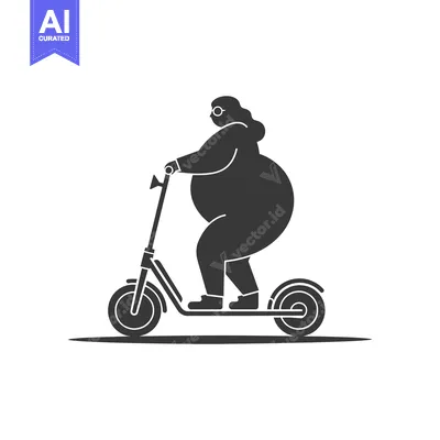 Premium design asset: Overweight Person Riding an Electric Scooter