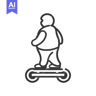 Premium design asset: Overweight Person Riding an Electric Scooter