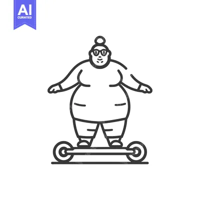 Premium design asset: Overweight Person Riding a Self-Balancing Scooter