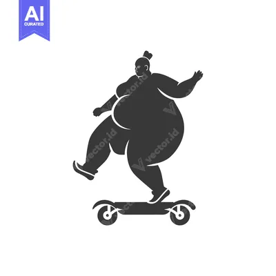 Premium design asset: Overweight Person Riding a Skateboard