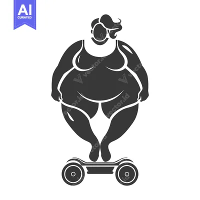 Popular premium asset: Overweight woman riding a hoverboard