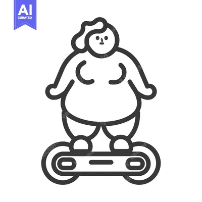 Aset desain premium: Overweight Woman Riding a Hoverboard