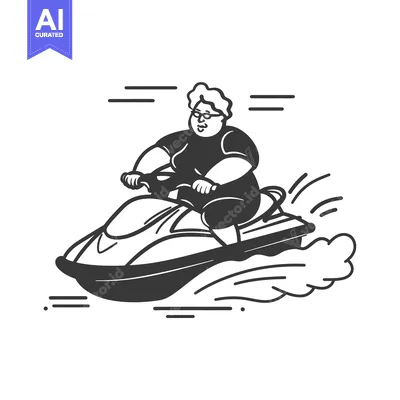 Aset premium populer: Overweight Woman Riding A Jet Ski On Water