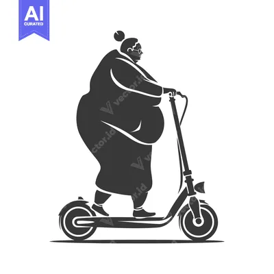 Overweight Woman Riding an Electric Scooter