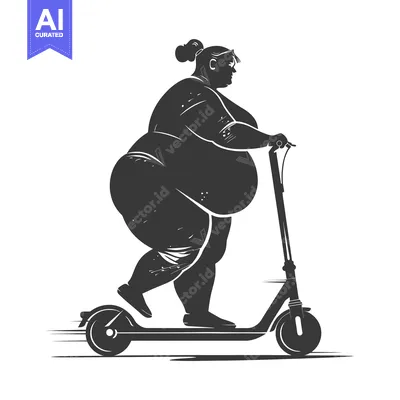 Overweight Woman Riding an Electric Scooter