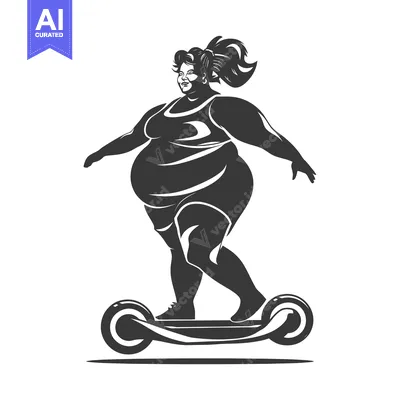 Overweight Woman Riding an Electric Scooter