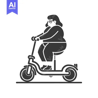 Overweight Woman Riding an Electric Scooter