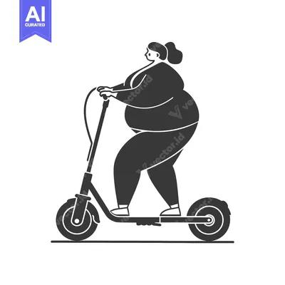 Popular premium asset: Overweight Woman Riding an Electric Scooter