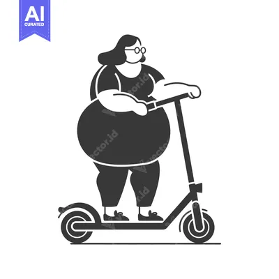 Popular premium asset: Overweight Woman Riding an Electric Scooter
