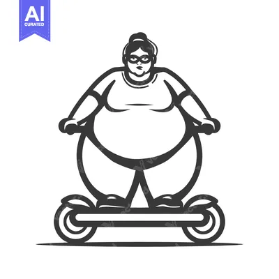 Overweight Woman Riding an Electric Scooter