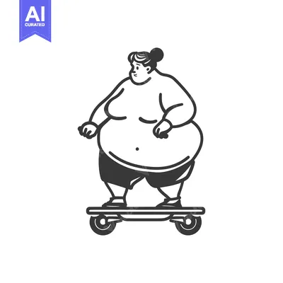 Premium design asset: Overweight Woman Riding an Electric Skateboard