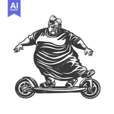 Popular premium asset: Overweight Woman Riding a Scooter