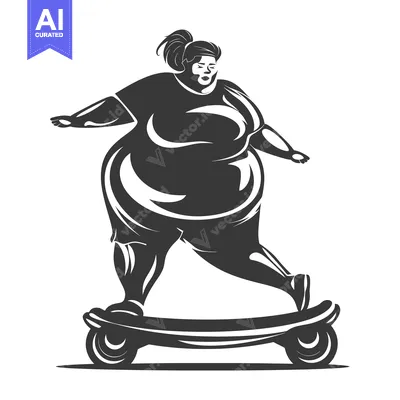 Overweight Woman Riding a Skateboard