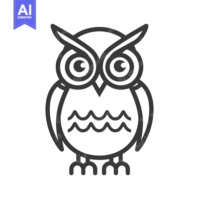 Premium design asset: A simple outline drawing depicting a stylized owl illustration