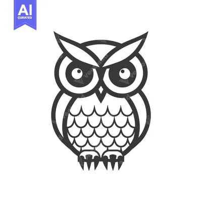 Aset desain premium: A stylized illustration of an owl in monochromatic shades