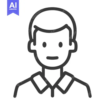 Premium design asset: A simple outlined illustration of a person with short hair