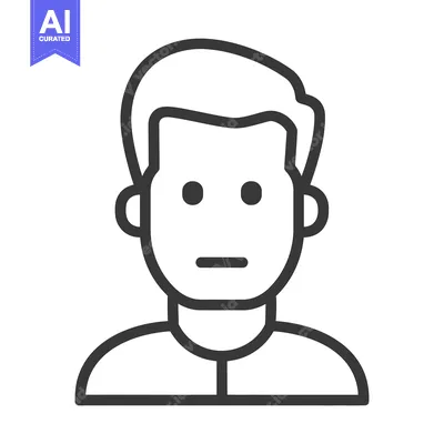 Aset desain premium: A simple stylized black and white illustration of a person