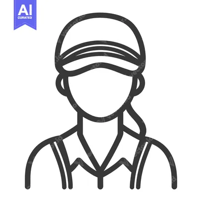 Aset premium populer: A simplified line drawing showing a person wearing a cap