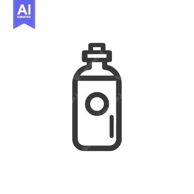 Popular premium asset: Minimalist Black Outline Icon of a Bottle with Circle Detail on White