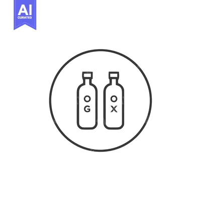 Aset desain premium: Minimalist Icon: Two Bottles with 'OG' and 'OX' in Circle