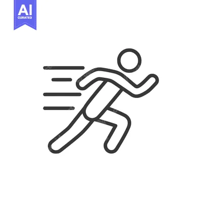Aset desain premium: Dynamic Runner Icon: Speed, Motion, and Energy in Minimalist Design