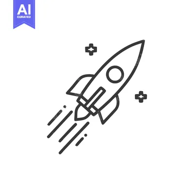 Aset premium populer: Bold Line Art: Rocket Launching with Stars on White Background