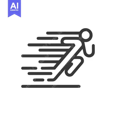 Aset premium populer: Dynamic Runner Icon: Minimalist Motion Graphic with Speed Lines and Bo