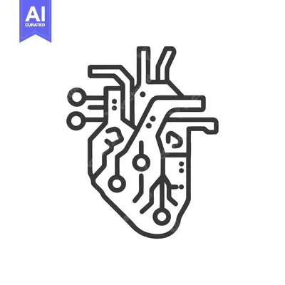 Aset desain premium: Cybernetic Heart: Futuristic Medical Technology Icon with Circuitry De