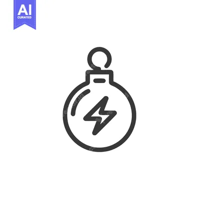 Aset premium populer: Minimalist Icon of Energy Bomb with Lightning Bolt Symbol on White Bac