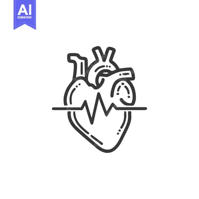 Aset premium populer: Heartbeat Graphic: Stylized Human Heart with ECG Line Illustration