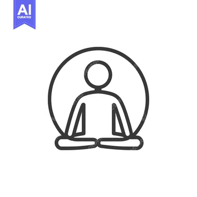Aset desain premium: A simple line drawing depicts a person meditating peacefully within a
