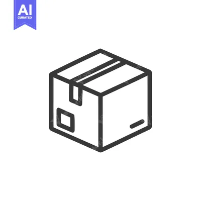 Aset premium populer: Minimalist Outline of a Cardboard Box, Isometric View, White Backgroun