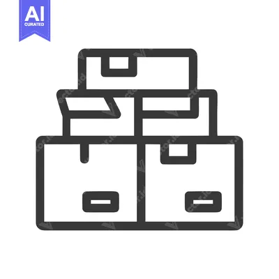 Stacked Cardboard Boxes Icon: Minimalist Outline for Delivery and Stor