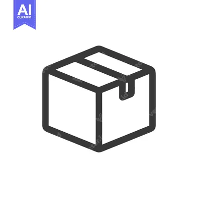 Aset premium populer: Minimalist Box Icon: Isometric Outline for Delivery and Storage